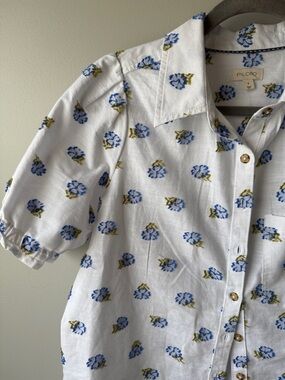 Pilcro Ally Puffy sleeve cotton blend textured floral size small